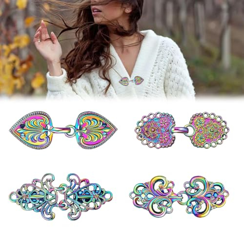 CATOR 4 Pcs cinch clip, clips, Clips Pull Vintage, Rétro Broche Kit, Vintage Pull Écharpe Clips, Pince à Pull Vintage Clips, Fermoirs de Pull, pour Cardigans, Capes, Robes et Chemises