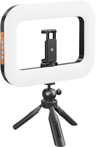 Treppiede con luce ad anello, portatile, portatile, con anello a LED, regolabile, estensibile, pieghevole, supporto per telefono per lo streaming di registrazioni dal vivo e fotografie video