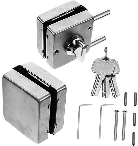 NUOBESTY Verrou De Porte Sans Cadre Acier Inoxydable Double Ouverture Pour Maison Loquet De Porte Verre