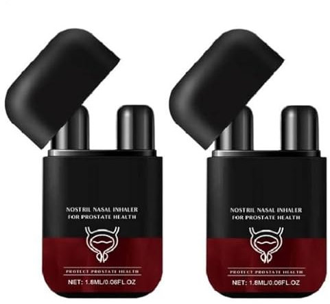 2X Inhalateur Nasal Santé Prostate - Double Orifice Fonction Amélioration Énergie Masculine & Circulation Sanguine,1,8 Ml, Format Poche,Soin Prostatique Naturel - Idéal Hommes Actifs, Séniors, Prévent