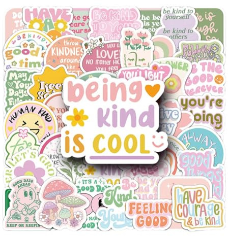 Hoite 100 Pcs Pink Motivational Stickers, Waterproof Cute Stickers,Vinyl Sticker for Laptop Phone Suitcases Journal Water Bottles