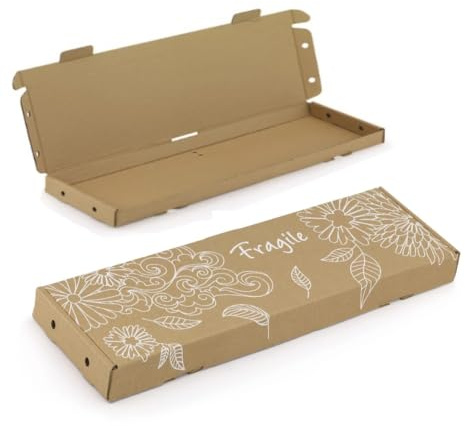 Letterbox Flowers Empty Flower Gift Box Holder Long Kraft Brown Postal Shipping Box, Side Air Vents for Fresh Flower Delivery (5)