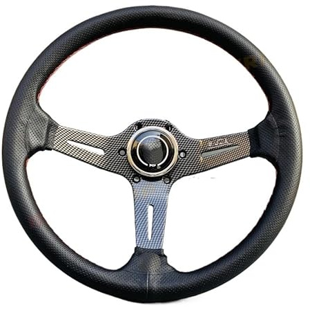 Volante Desplazado Accesorios universales for coche, volante deportivo de competición 14 pulgadas, fibra carbono