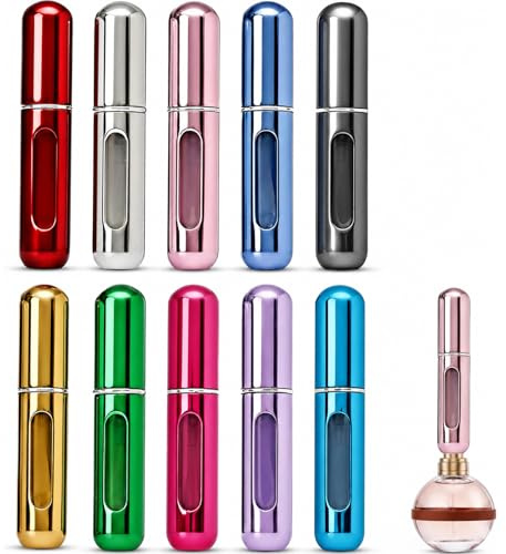 WENRENMK 10 Stück Parfümzerstäuber Nachfüllbar, 5 ml Parfum Zerstäuber für Unterwegs, Parfümzerstäuber mit Sichtfenster, für Handtaschen, Reisen und zum Mitnehmen beim Ausgehen
