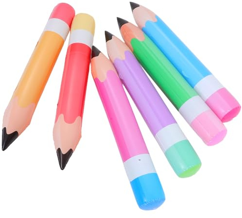 Veemoon 6 Globos Inflables Forma de Lápiz Escolar de PVC Decoración Colgante para Aula y Fiesta de Regreso a Clases Set de 6 Colores Variados Naranja Rosa Azul Morado Verde Rojo