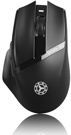 Uciefy Z07 Bluetooth Wireless Mouse, Dual Mode (2.4G+BT5.1) Bluetooth Mouse, USB C Rechargeable Mouse with Charging Indicator, Ergonomic Computer Mice for Laptop/PC/Mac/iPad-Black