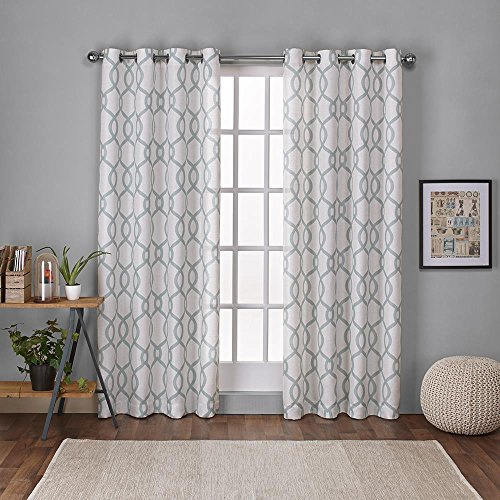 EXCLUSIVE HOME Kochi Light Filtering Linen Blend Grommet Top Curtain Panel Pair, 54x84, Seafoam