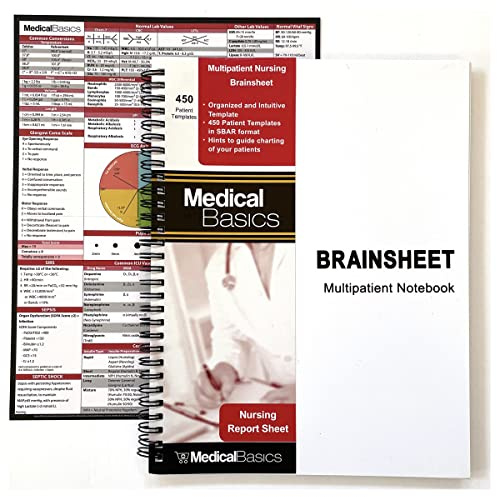 Medical Basics Nursing Brain Sheet Multiple Patient Notebook - Nurse and CNA Report Sheet - 3 Patients per Template