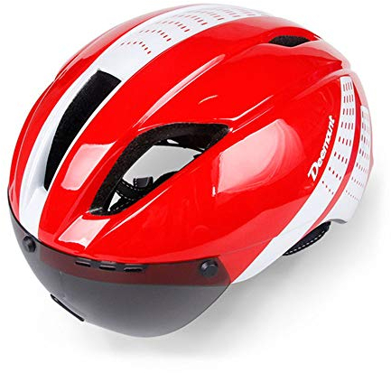 Heemtle Aero Fahrrad Helm Fahrrad MTB Mountain Road Biking Safety Cap W/Brille Objektiv In-Mold 11 Hohlräume PC EPS Schaum 5 Farben Optional (einstellbar:56-61CM)