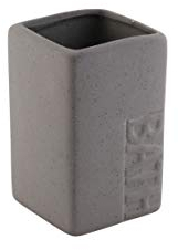 axentia Bath Zahnputzbecher, Dolomit, Grau, ca. 7,2 x 11 x 7,2 cm