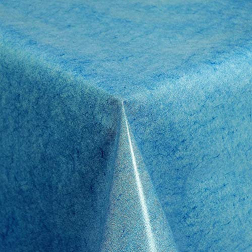 KEVKUS Wachstuch Tischdecke Meterware 01225-01 marmoriert blau wählbar in eckig rund oval (Rand: Schnittkante (ohne Einfassung), 140 x 220 cm eckig)