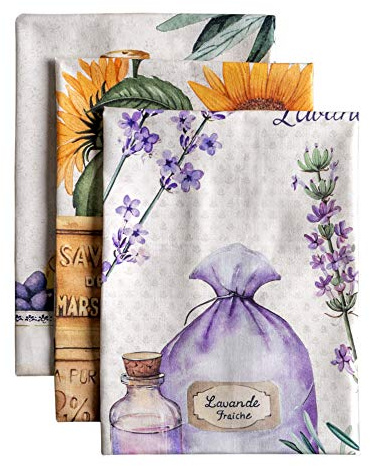 Maison d'Hermine Küchenhandtuch 100% Baumwolle (50 cm x 70 cm, Set von 3) | Küchenhandtücher Tischgeschirrtücher zum Muttertagsgeschenke Reinigen Buffetpartys Hochzeiten Frühling/Sommer - Fanny