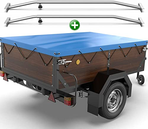 Tarpofix® Anhängerplane 160x120 cm + 2X Planenbügel | Anhänger Plane Flachplane aus PVC PLANENMATERIAL | Verstärkte HP DDR Anhänger Plane für Diverse PKW Hänger | Abdeckplane + Flachplanenbügel