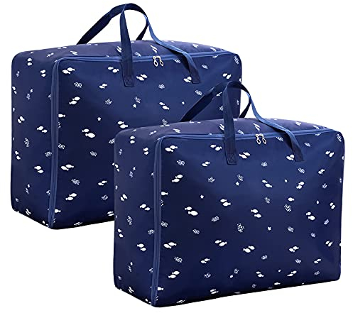 2 Stück 105L Aufbewahrungstasche, Extra Große Kleideraufbewahrung Organisation, Faltbare Organisator-Beutel Tragetasche für Bettdecken Kleidung Decken Kissen Quilt