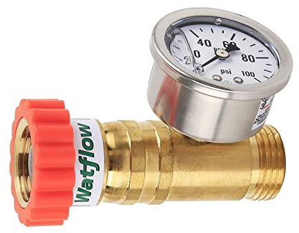 Watflow Lead-Free Brass, Water Pressure Regulator, Garden Hose Pressure Regulator, Pressure Reducer with pressure gugue, For Camper, Trailer, RV, Garden, Plumbing System