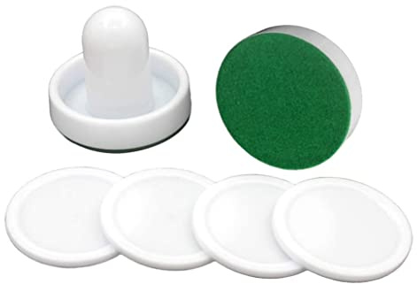 Tabletop Air Hockey Game,2Pcs 96mm Air Hockey Pucks Air Hockey Replacement Set Ice Hockey Pushers Pucks Paddles Table Family Game White Table Football