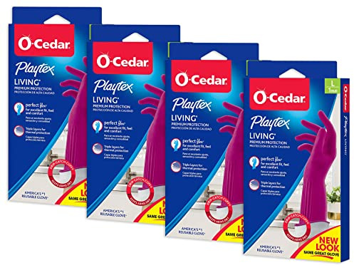 Kitchen Rubber Cleaning Gloves with Lining Household Thickening PU Waterproof Kitchen Dishwashing Latex Glove Large 1 Pairs