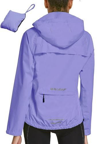 baleaf Giacche da ciclismo impermeabili da donna Giacca antipioggia all'aperto ripiegabile antivento leggera antivento giacche da corsa riflettenti per passeggiate trekking cappotti con cappuccio,