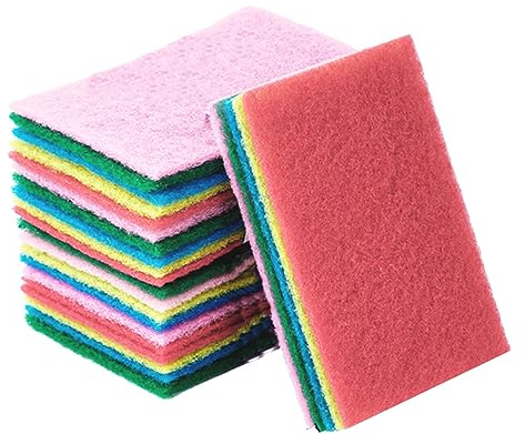 Floatdream 20 Piezas Esponja de Limpieza, Estropajo de Doble Cara, Esponja de Limpieza de Esmeril, para Limpiar la Cocina, el Fregadero y el Tazón (Color)