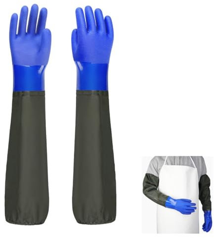 YIOIY Guanti Lunghi di Gomma Impermeabili, Guanti per Acquario, Guanti da Laghetto, Guanti Sabbiatrice, Guanti Gomma Lunghi Pesca