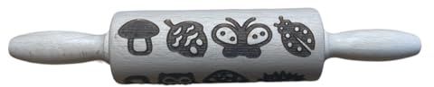 efo Embossed Rolling Pin with Engraved Design - Decorative Dough Roller - Cake Baking Accessories to Make Unique Bakes and Pottery - Beautifully Handmade Patterned Rolling Pin 24cm (Nature)