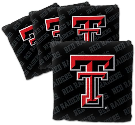 YouTheFan Unisex-Erwachsene Black Cornhole Bags – 4 Stück, Texas Tech Red Raiders-Schwarz, Einheitsgröße