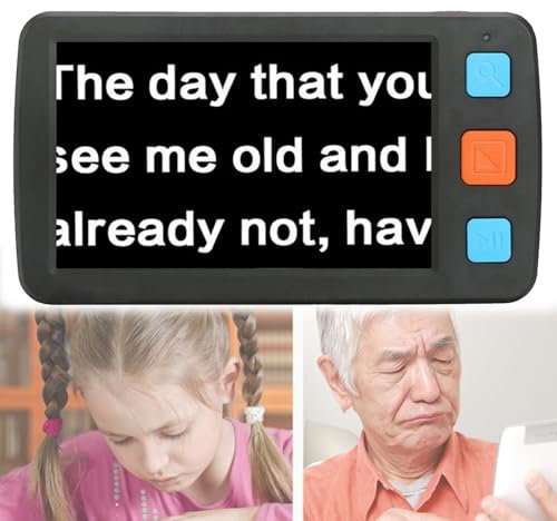 5-Zoll-digitale Video-Vergrößerung, Handheld tragbare elektronische Lesebildhilfe für Low Vision, Kinder, Senioren, Unterstützung AV-Ausgabe für TV mit 4x-32x Zoom mehrere 17-Arten-Farbmodus,Black