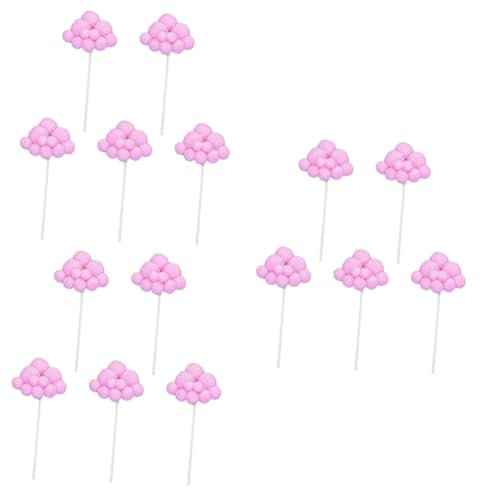 Cabilock 15 Stk Kuchendekoration Wolkenplüsch Weihnachten Cupcake-topper Zum Geburtstag Partyzubehör Obst Ballon-cupcake-topper Kinderparty Bommel Trimmen Braut Hochzeit Rosa Wollknäuel