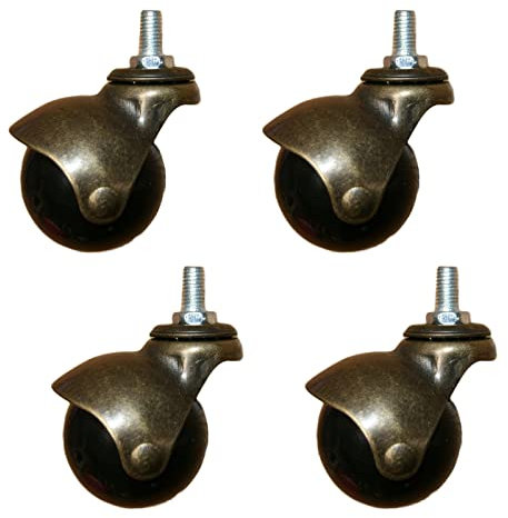 Schwerlastrollen Kugellenkrad, Vintage-Möbelrollen, 360 Grad drehbar, antike Kunststoff-Lenkrollen, for Sofa, Schrank, Bank, Ottomane, Couchtisch, mit Gewindeschaft M10, 4 Stück