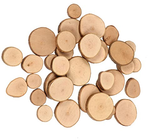 VILLFUL 100 Stück Natur Kiefernholz Scheiben Mit Rinde Für Diy Hochzeit Dekoration Bastelarbeiten Holz Kreise