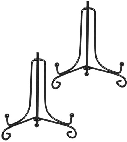 JJiaoLinin 2 Pack Plate Holder Display Stand, Picture Frame Holder Stand, Black Iron Easel Stands, Iron Display Stand, for Pictures Frames, Photo, Books, Card, Tablets and Art（5 Inch）
