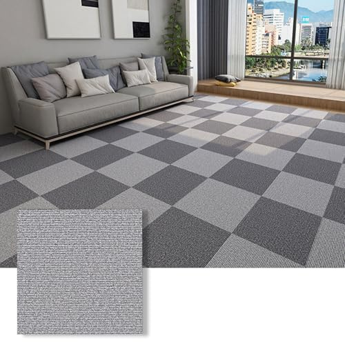 Losetas De Moqueta Autoadhesivas, Losetas De Moqueta, Autocolocadas, Duraderas, Antideslizantes, Losetas De Moqueta Resistentes, Revestimiento De Suelo Para Oficina, S(Size:30cm*30cm,Color:gris claro)