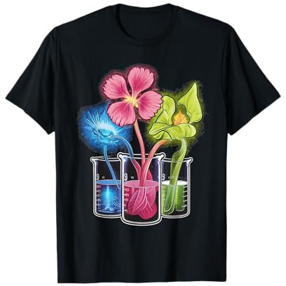 Laboratory Floral Beakers Science Enthusiast Lab Technician T-Shirt