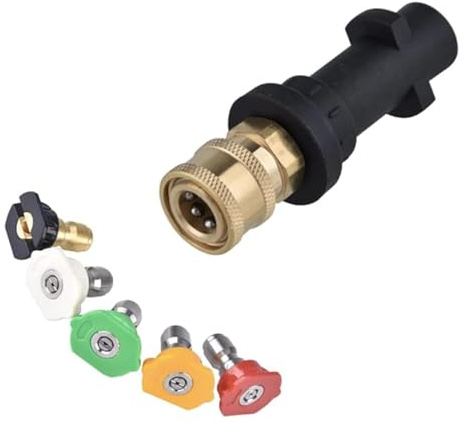 Pressure Washer Adapter for Karcher K2 K3 K4 K5 K6 K7, Pressure Washer Adapter Kit with 5 Power Nozzle Tips Multiple Degrees, 1/4'' Quick Connect Female Fitting