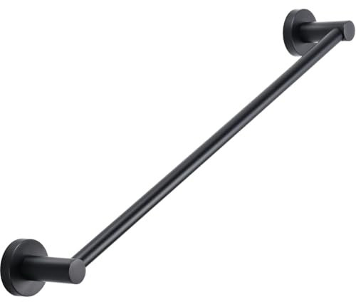 Towel Rails 50cm/20inch Wall mounted Matte Black Single Round Towel Bar in Bathroom, Kitchen or Bedroom B39812K-50