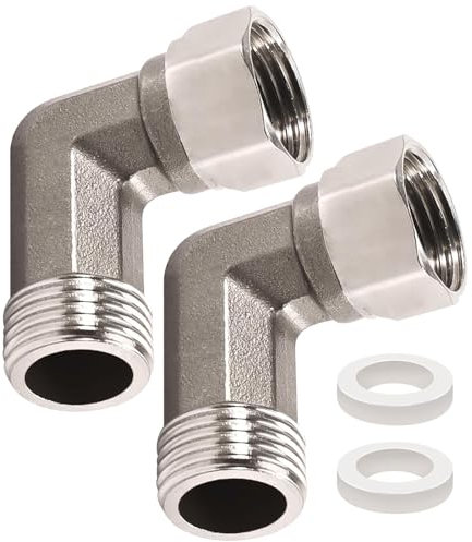 HOOLRZI Confezione da 2 materiali in acciaio inossidabile a 90 gradi raccordo 1/2 pollice maschio a femmina filettatura per impianti idrici