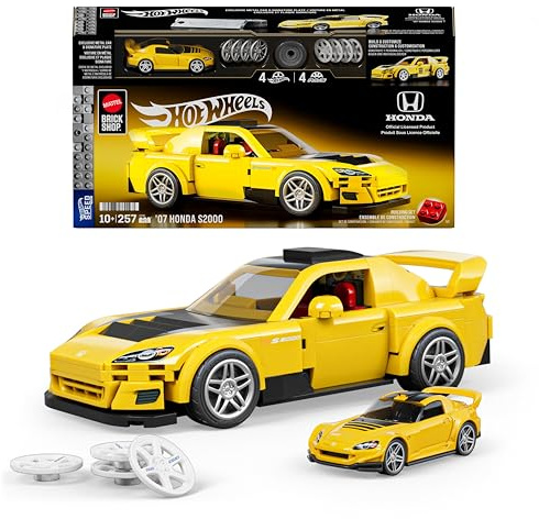 Mattel Brick Shop Hot Wheels Speed Series Building Set, '07 Honda S2000 with 257 Pieces, Realistic Details and Custom Decals, Adult Collectors and Kids Ages 10+