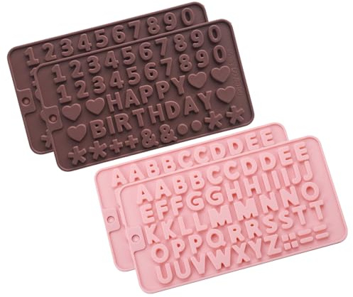 Christmas Chocolate Moulds - ShiningUU 4-Pack Silicone Letter & Number Mould Set for Baking | Christmas Silicone Moulds for DIY Cake Decorations & Birthday Treats