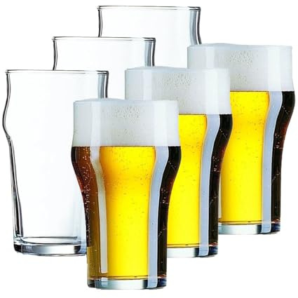 EUPOSIA HoReCa Pro - Juego de vasos de cerveza de 34 cl, jarra para cerveza, vasos de cóctel, cristal templado de alta seguridad, profesionales aptos para lavavajillas, Eco Pack 6 x 340 ml, fabricado