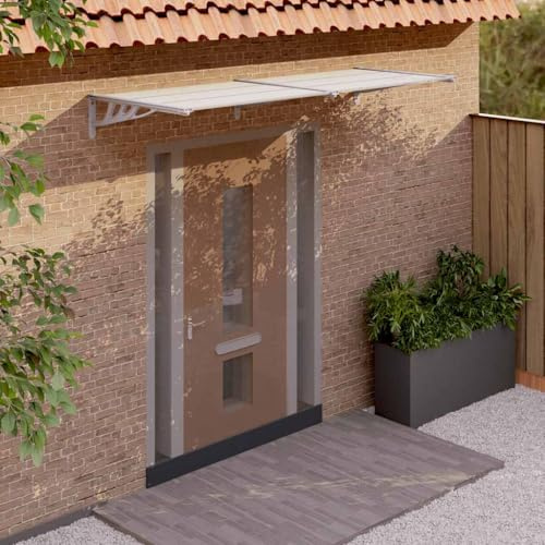 Auvent de Porte Extérieur,Marquise de Porte en Polycarbonate Gris Transparent,Cadre Aluminium et ABS,Store Extérieur Terrasse,Protection Contre Pluie/Neige,Auvent Porte d'Entrée,239 x 90 x 27.5 cm