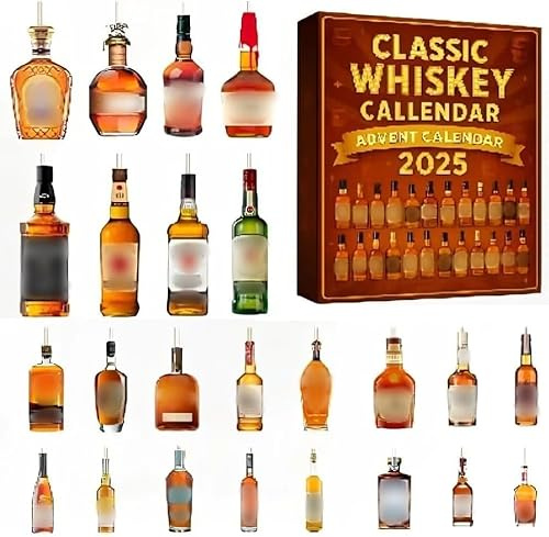 2025 Adventskalender und 24 Tage Weihnachten Countdown mit 24 Weinflasche Bierkalender Urlaub Ornamente, Bier Adventskalender 2025 Geschenk für Mann Papa Frauen Weinliebhaber (Gelb)