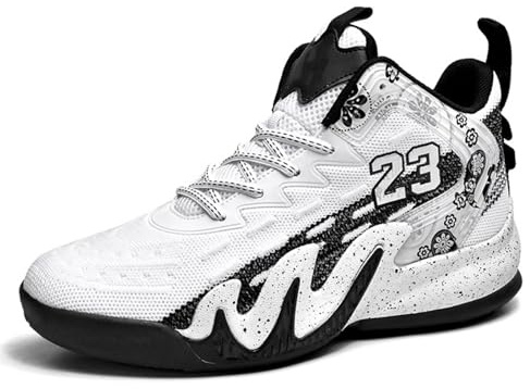Höga basketskor for män Slitstarka träningssportskor löpningsskor(White,35 EU)