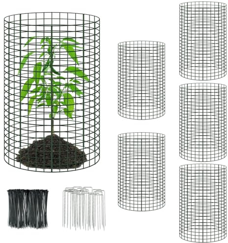 6 Packs 24x 12 Large Wire Plant Protectors from Animals,Plant Cages for Outdoor Plants,Plant Covers from Animals with Ground Stakes and Nylon Ties Protect Plants,Shrubs,Vegetables from Animals-18PCS