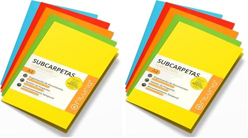 Schnellhefter Pappe A4, Mappen für Dokumente 180g, Klassifizierungsmappe für Unterlagen, Packung mit 15 Stabilen Schnellheftern in Verschiedenen Farben und Archivierung - Ofituria (Intensive Mischung)