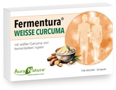 Fermentura® Weisse Curcuma – Ingwer & Curcuma Extrakt mit Turmacin® – Mit Zink & Biotin – kurkuma kapseln – 30 Kapseln, Vegan