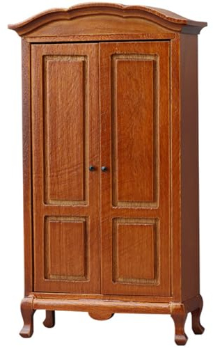 Pocoiau 1/12 Scala Artigianato in Miniatura Legno Armadio Modello Figurine per Casa di Bambola Accessori con Porta Funzionale Dettagliata Mobili per Casa di Bambole