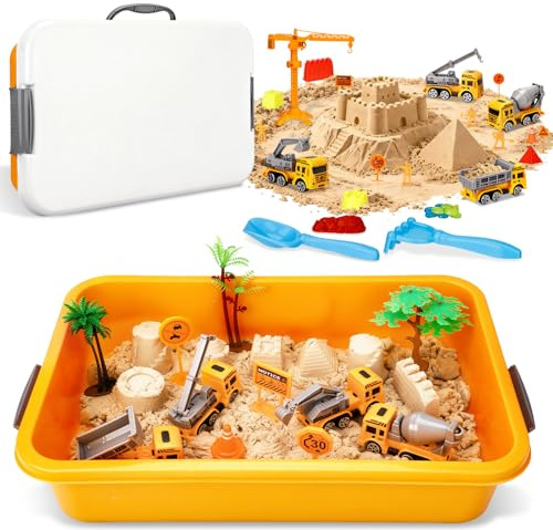 WUSUPU Arena Magica Para Niños,Arena Juguetes Mágica,3 Vehículos Agrícolas | 10 Moldes Vegetales | Arenas Sand Cinetica con 1 KG de Sand,Regalo Navidad Cumpleaños para Niños de 3+ Años
