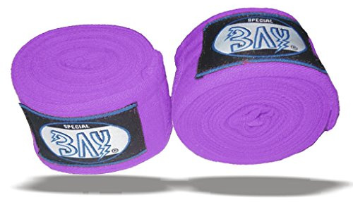 BAY Boxbandagen Basic 2,5 mit Daumenschlaufe und Klettverschluss, Elastisch, 2,5 Meter x 5 cm, Lila, 1 Paar