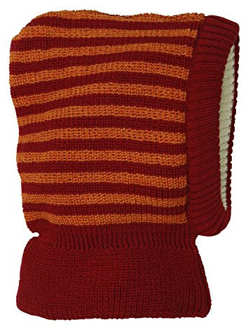 Reläx Schlupfmütze Ringel aus Merino-Schurwolle, Bio-Baumwolle (50-52, Burgund/Cayenne Geringelt)