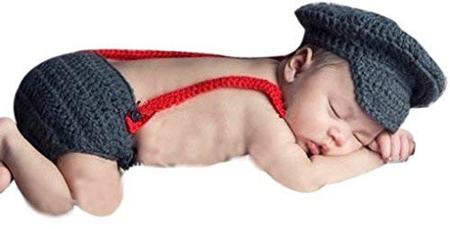 Piloten-Kostüm für Neugeborene, Häkelware, Pilotenhut zum Fotomachen, für Jungen und Mädchen